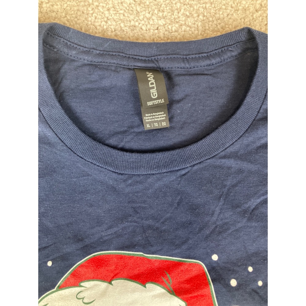 Garfield Santa Christmas T Shirt Navy Blue Graphic Print Short Sleeve size XL‎ - Picture 3 of 7